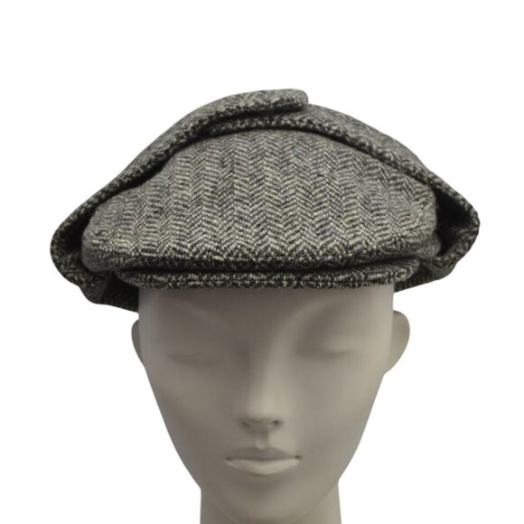 Hanna Hats L L Bean Tweed Donegal Touring Cap With Ear Flaps Mens L Black White - Picture 10 of 12